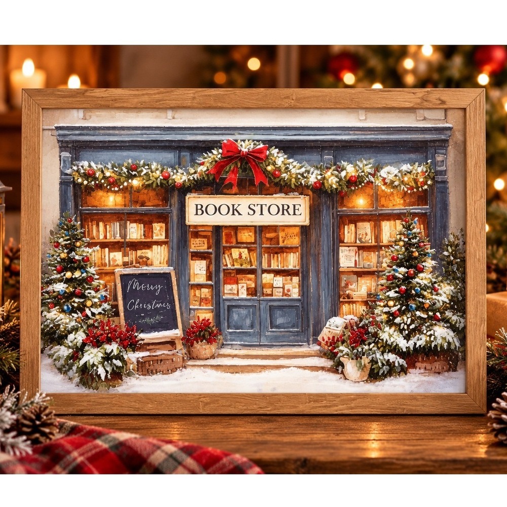 Viral Hobby Lobby Christmas ~ Bookstore Framed Wall Decor Art 14x11 NEW